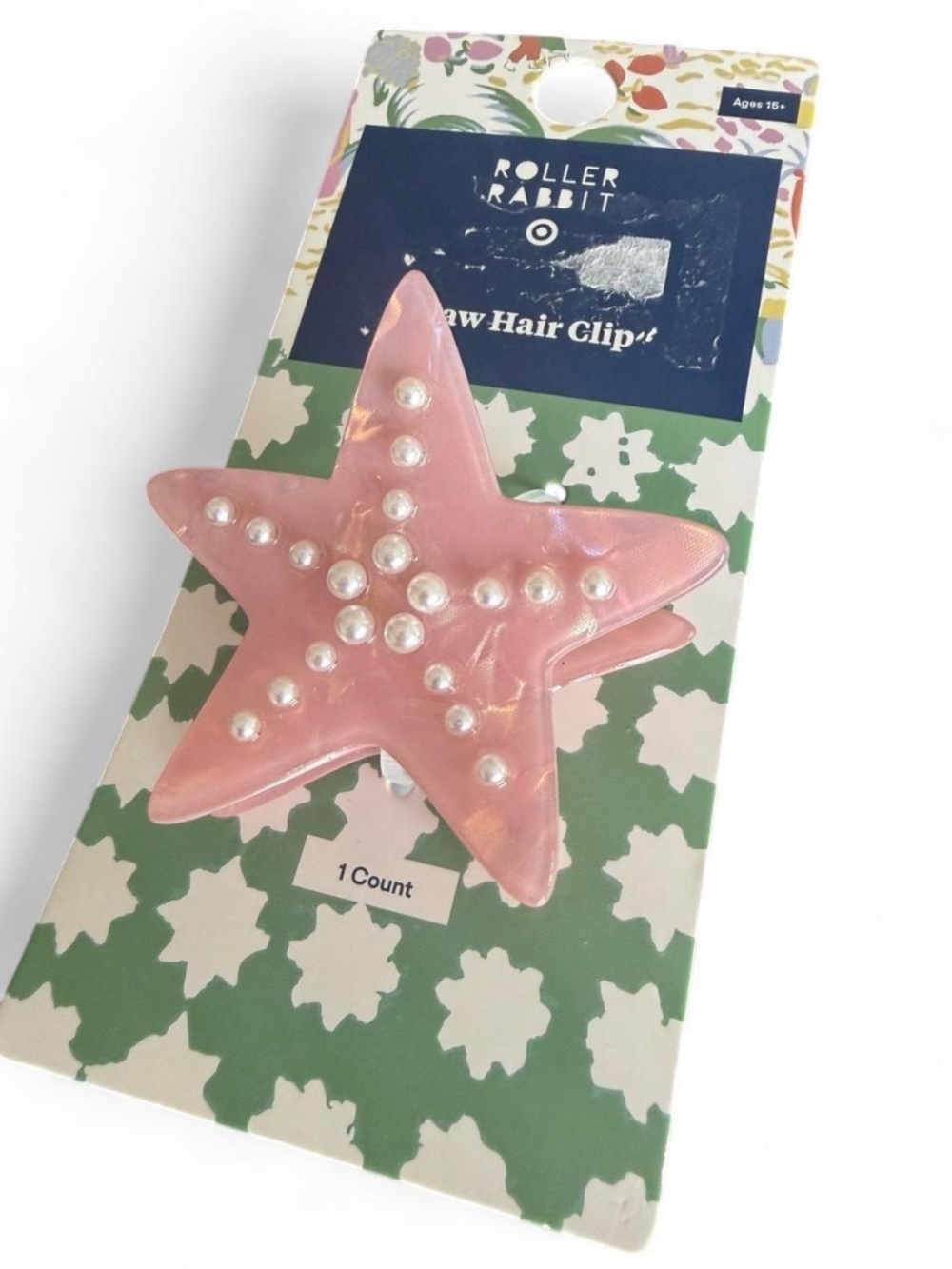 Roller Rabbit Pink Starfish Claw Hair Clip